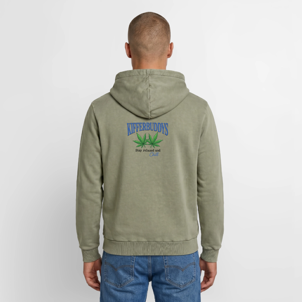 Smoke a blunt Relaxed Unisex PremiumBio Washed Hoodie - Grün Acid Wash