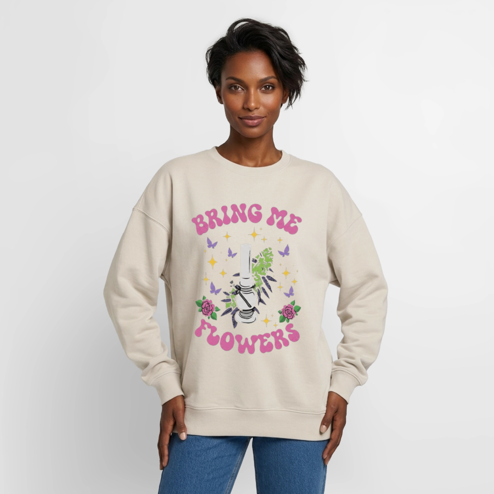 Bring me Flowers Oversized Unisex Sweatshirt - Beige