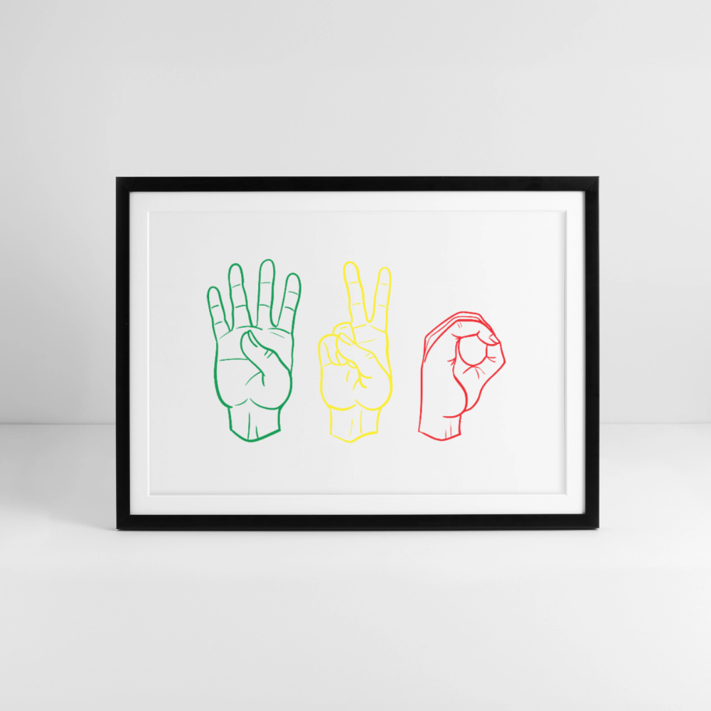 420 hände Gerahmtes Poster (69 × 49 cm) - Schwarz