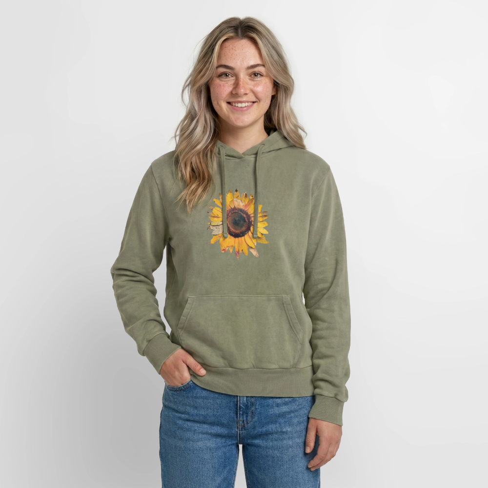 Sonnenblume Unisex Premium Acid-Washed Hoodie - Grün Acid Wash