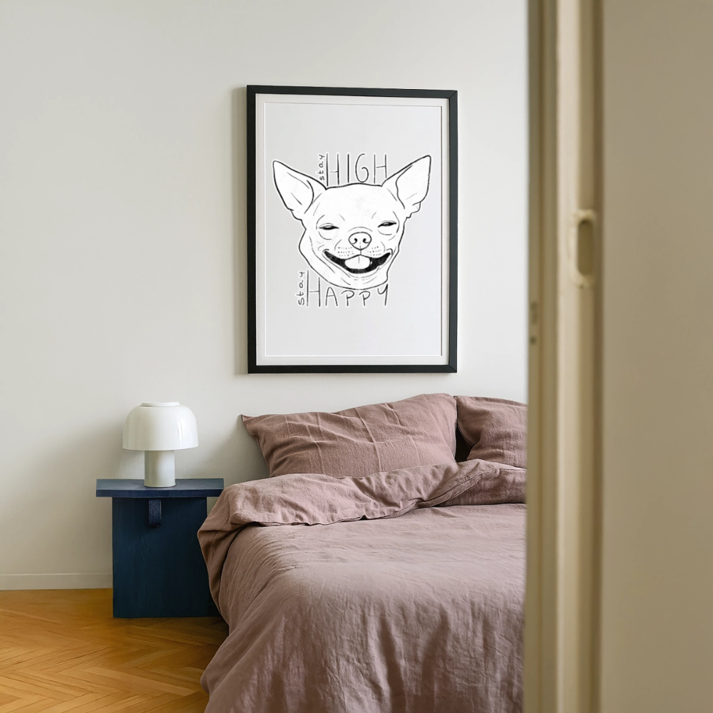 Stay High Gerahmtes Poster (49 × 69 cm) - Schwarz