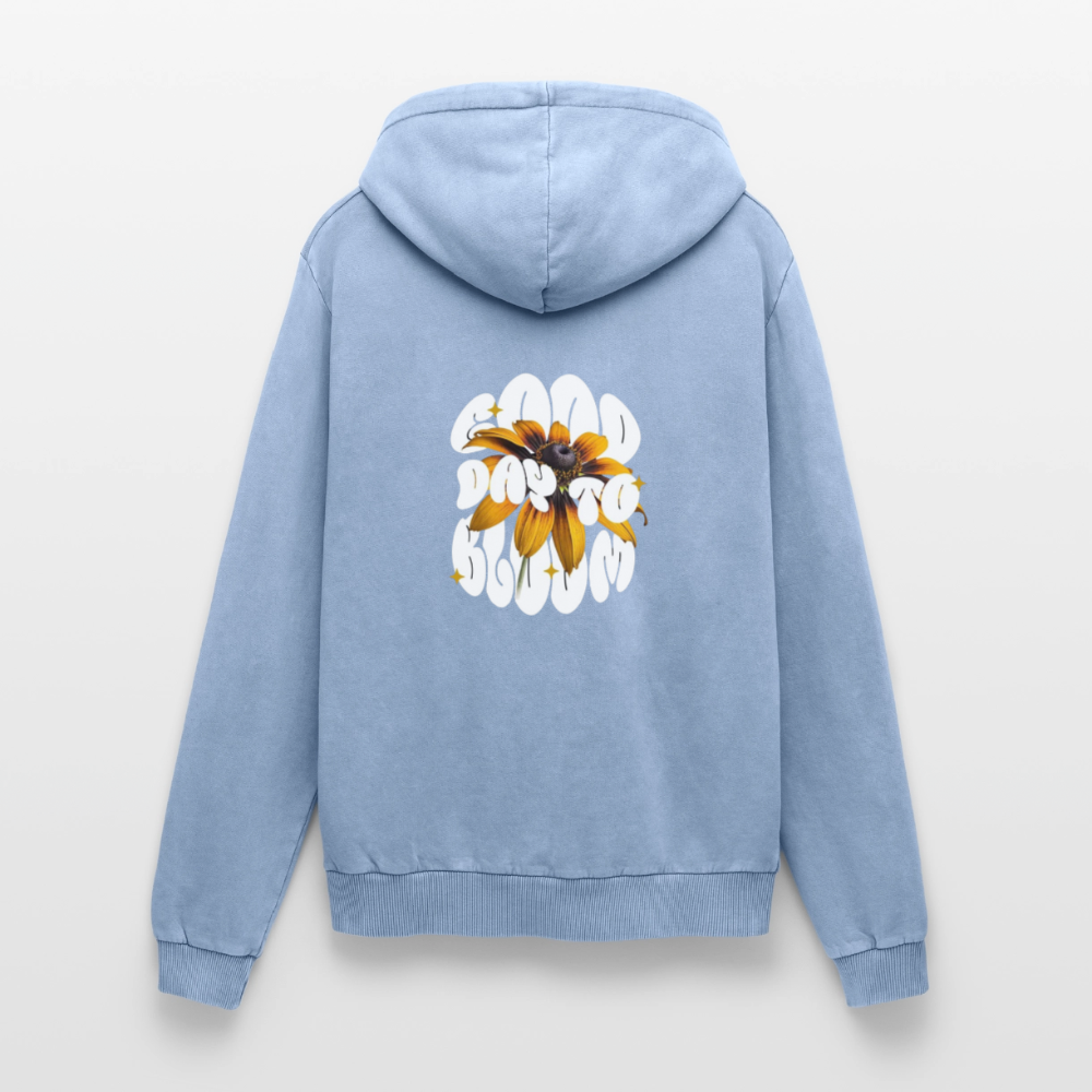 Sun Flower Relaxed Unisex Premium Acid-Washed Hoodie - Blau Acid Wash