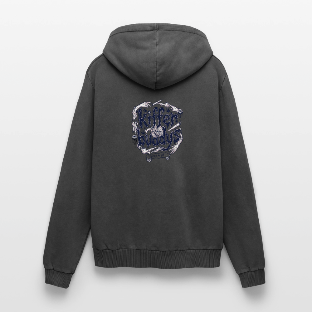 Der Fluch Relaxed Unisex Premium Bio Washed Hoodie - Schwarz Acid Wash