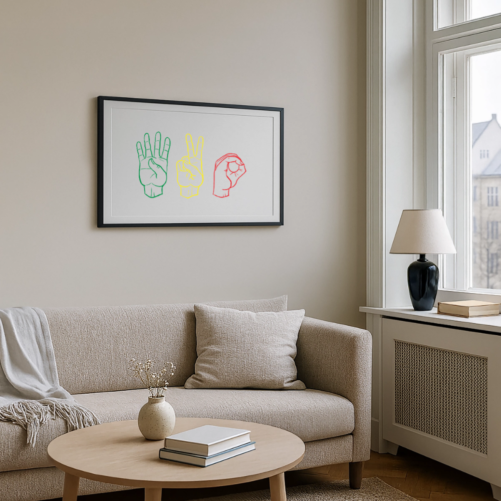 420 hände Gerahmtes Poster (69 × 49 cm) - Schwarz