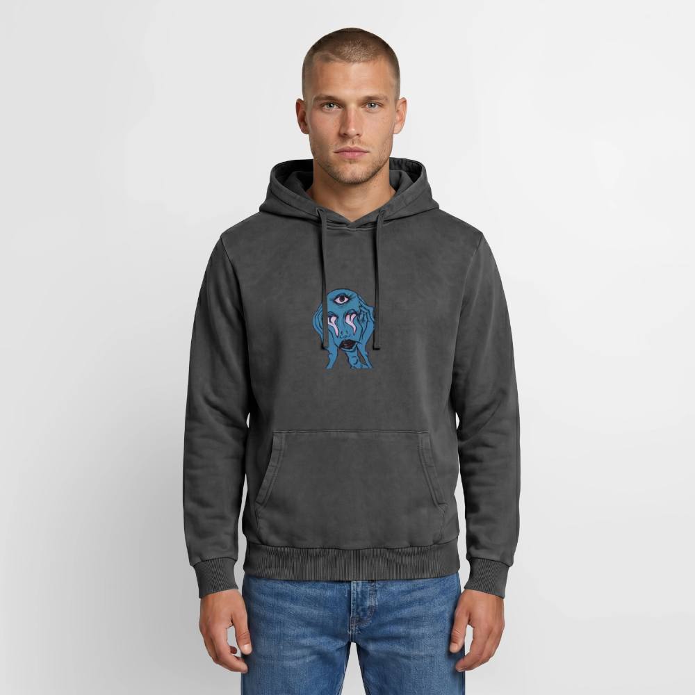 Der Fluch Relaxed Unisex Premium Bio Washed Hoodie - Schwarz Acid Wash