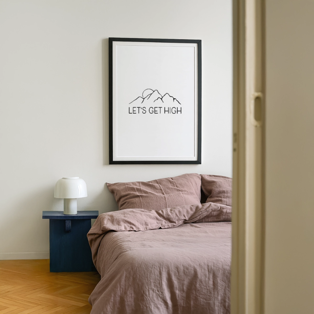 Lets get High Gerahmtes Poster (49 × 69 cm) - Schwarz