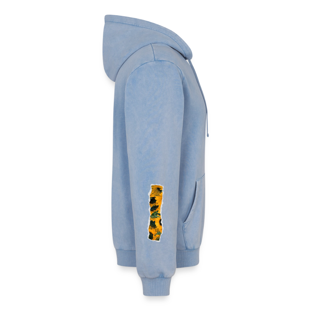Relaxed Premium Hanf Unisex Acid-Washed Hoodie - Blau Acid Wash