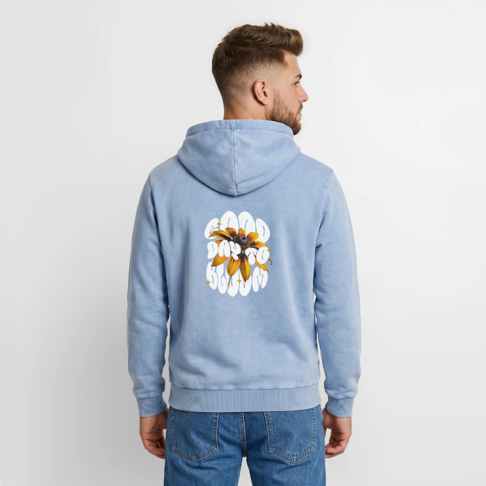Sun Flower Relaxed Unisex Premium Acid-Washed Hoodie - Blau Acid Wash