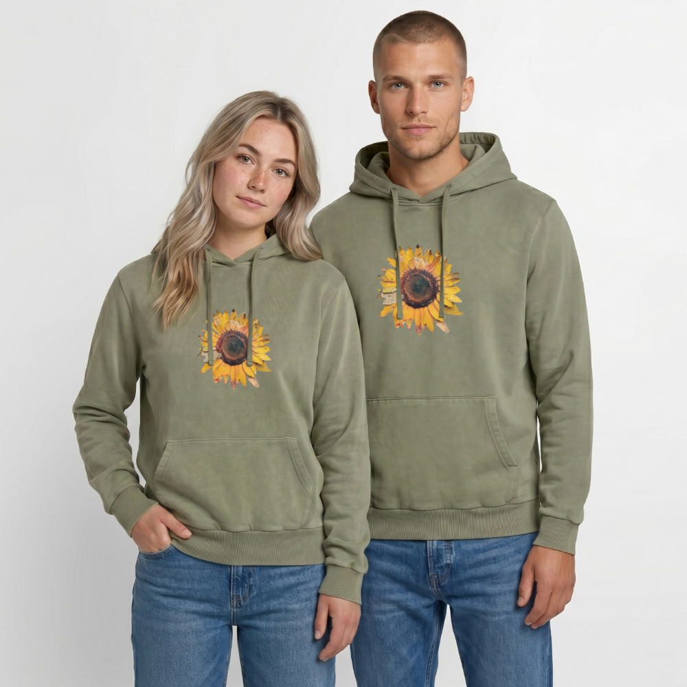 Sonnenblume Unisex Premium Acid-Washed Hoodie - Grün Acid Wash
