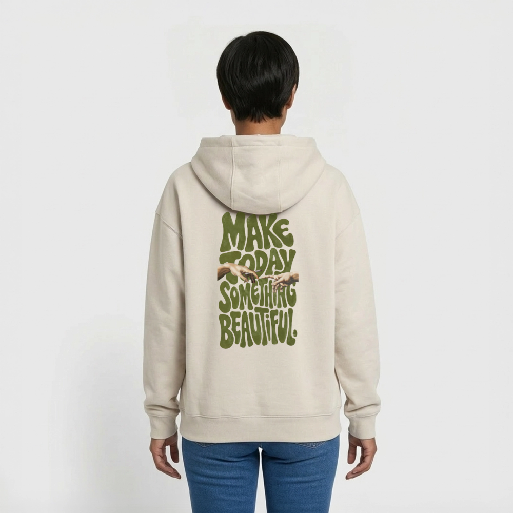 Make Something Oversized Heavyweight Unisex Hoodie - Beige