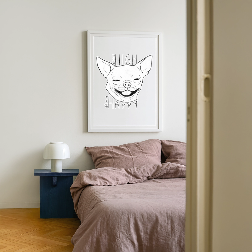 Stay High Gerahmtes Poster (49 × 69 cm) - Weiß