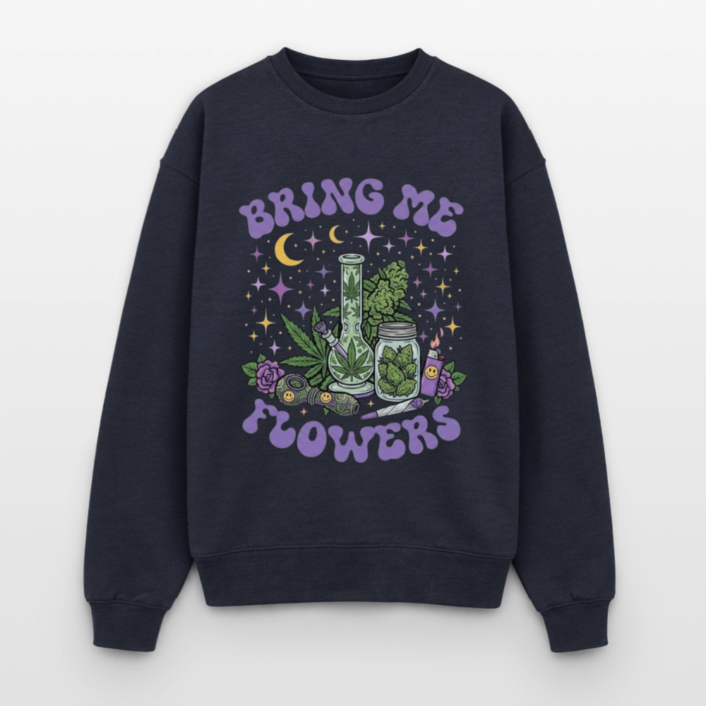 Bring Me Flowers Girl Oversized Unisex Sweatshirt - Navy