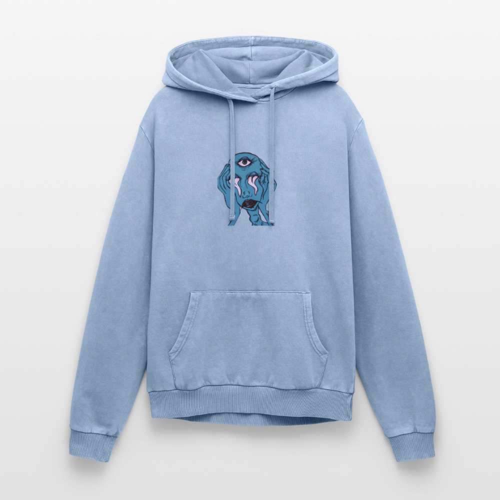 Der Fluch Relaxed Unisex Premium Bio Washed Hoodie - Blau Acid Wash