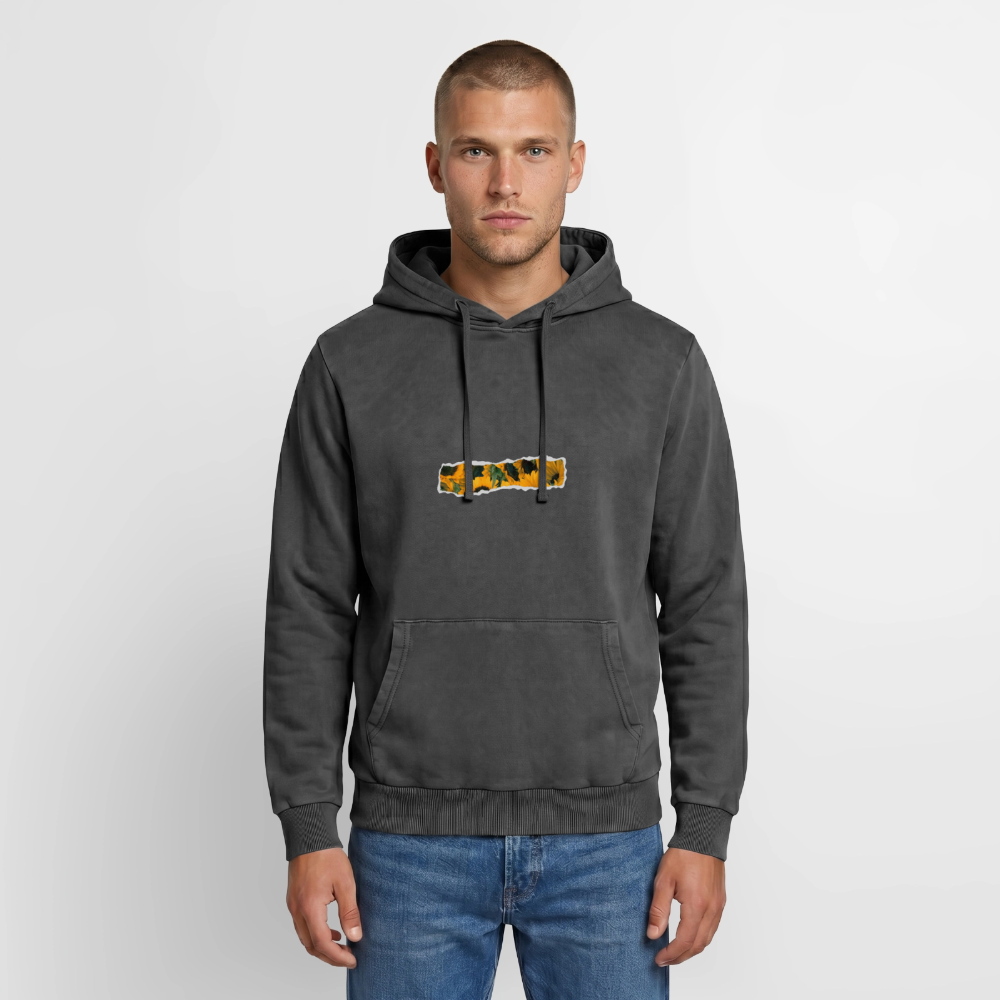 Sun Flower Relaxed Unisex Premium Acid-Washed Hoodie - Schwarz Acid Wash