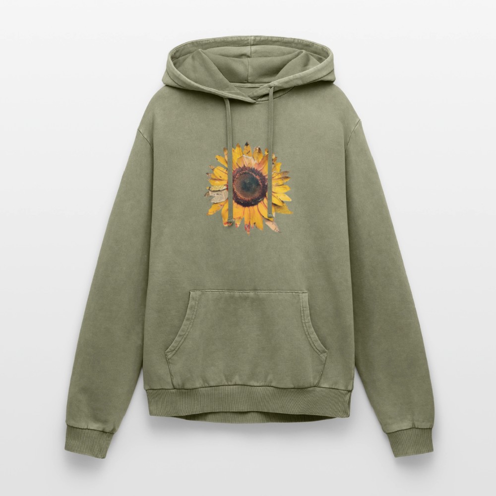 Sonnenblume Unisex Premium Acid-Washed Hoodie - Grün Acid Wash