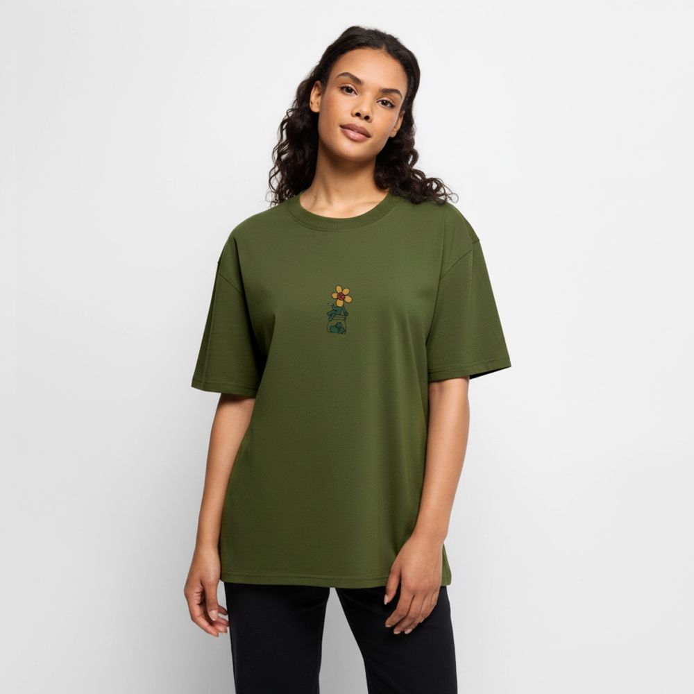 Flower Unisex Premium Oversized Bio T-Shirt - Khaki