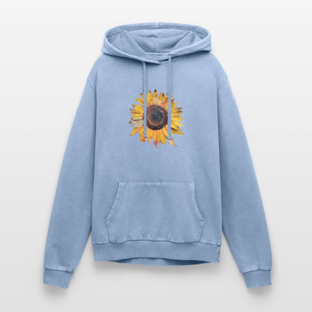Sonnenblume Unisex Premium Acid-Washed Hoodie - Blau Acid Wash