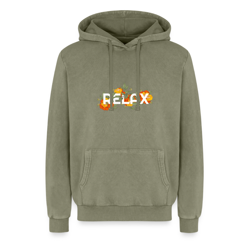 Relaxed Premium Hanf Unisex Acid-Washed Hoodie - Grün Acid Wash