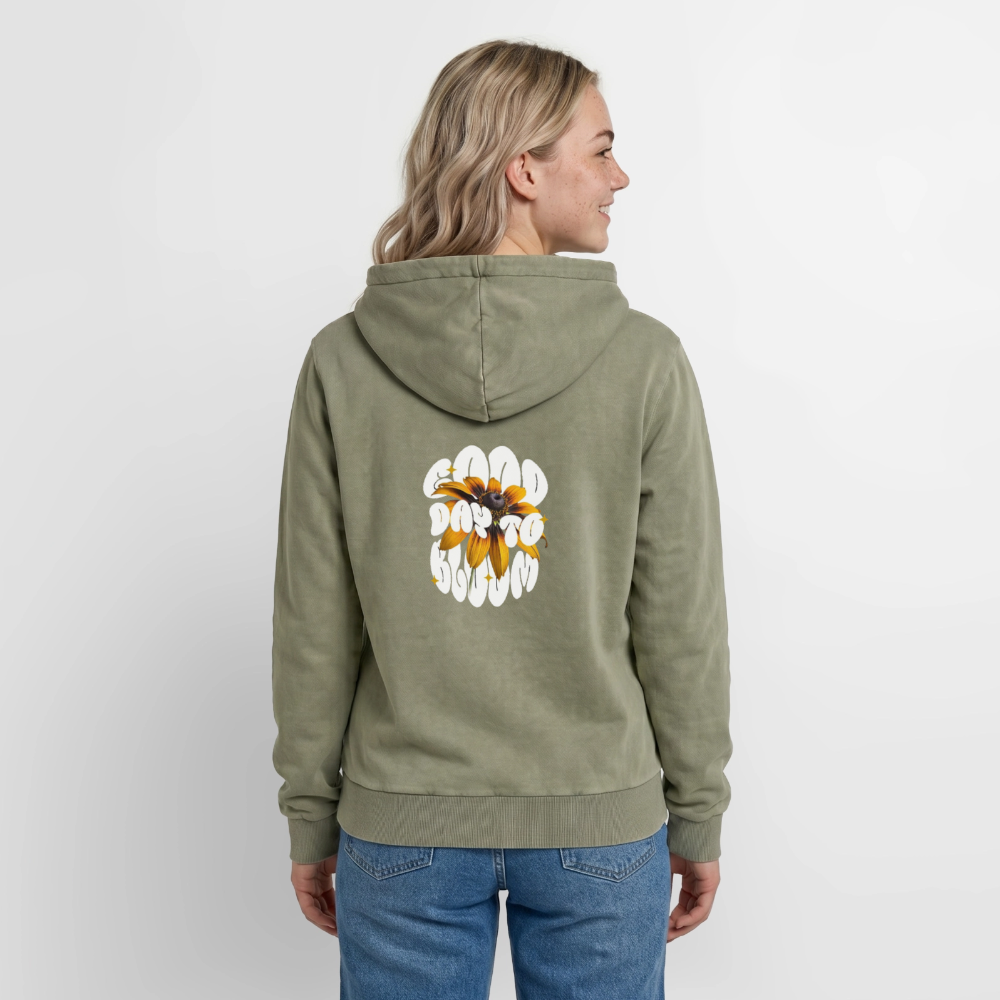 Sun Flower Relaxed Unisex Premium Acid-Washed Hoodie - Grün Acid Wash