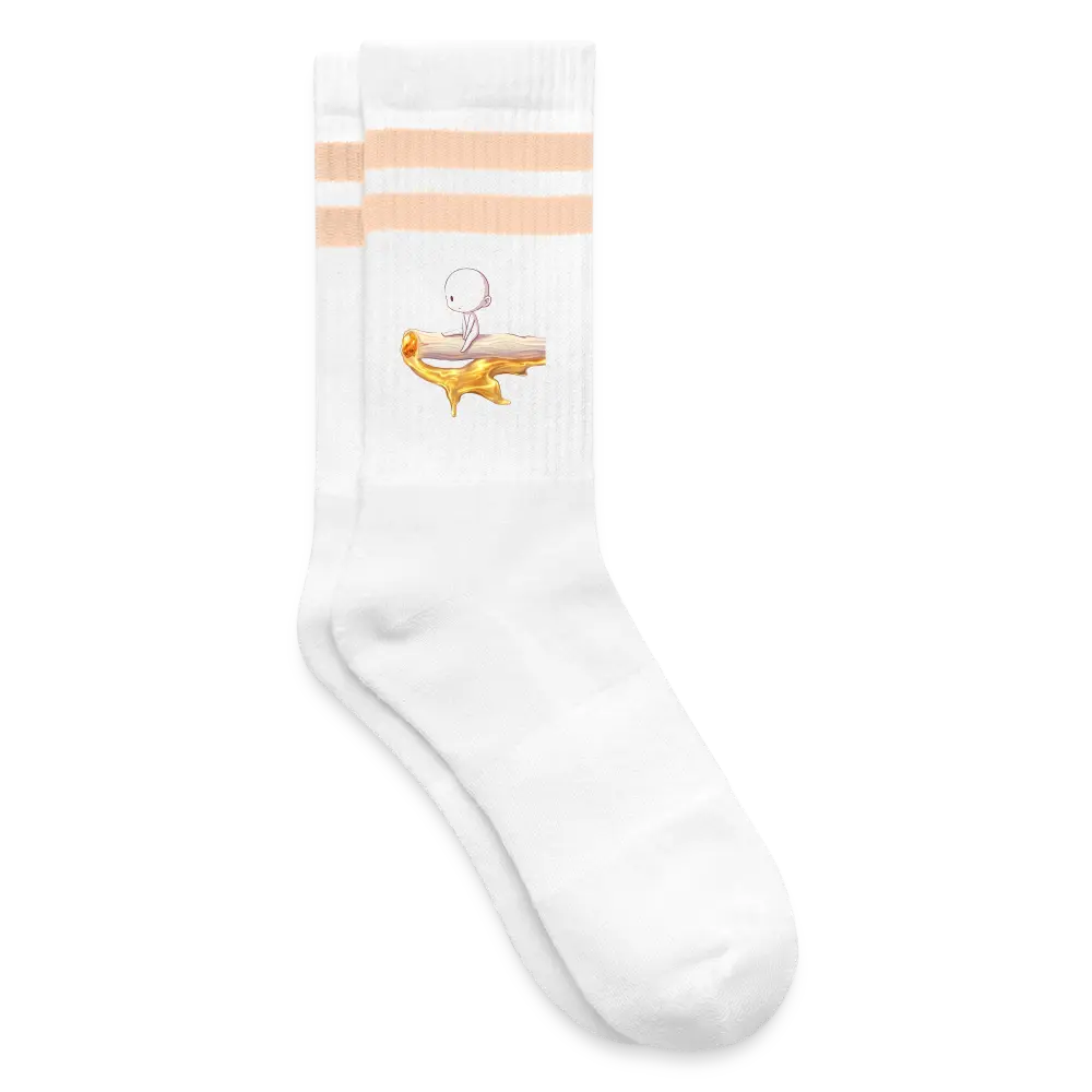 Chillin on a Joint Premium Kiffer Socken - Weiß/Pfirsich