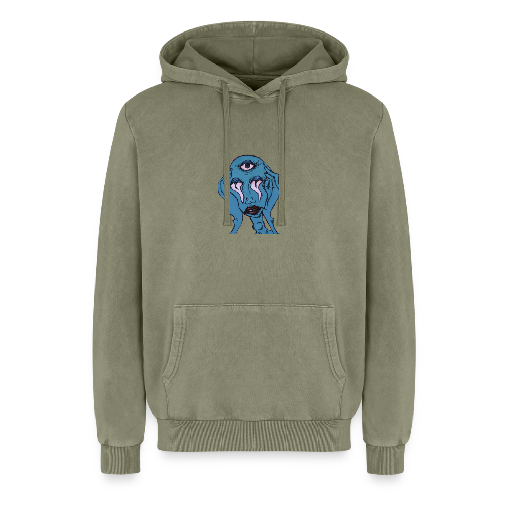 Der Fluch Relaxed Unisex Premium Bio Washed Hoodie - Grün Acid Wash