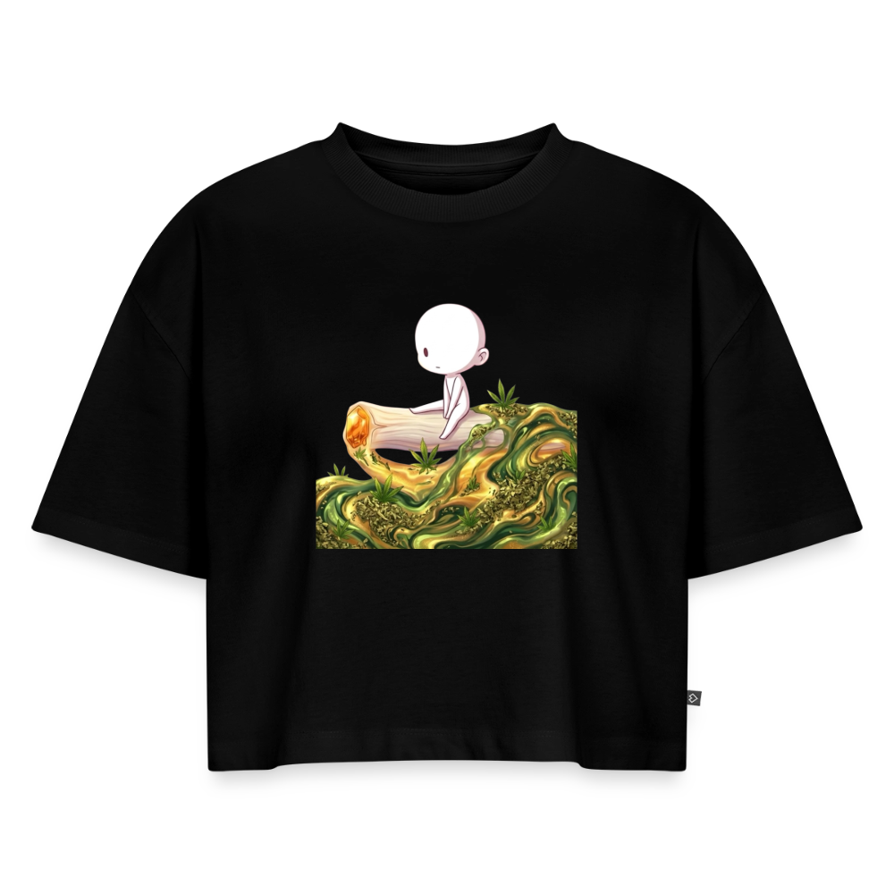 Chillin on a Joint Frauen Premium Oversized Bio Crop - Schwarz