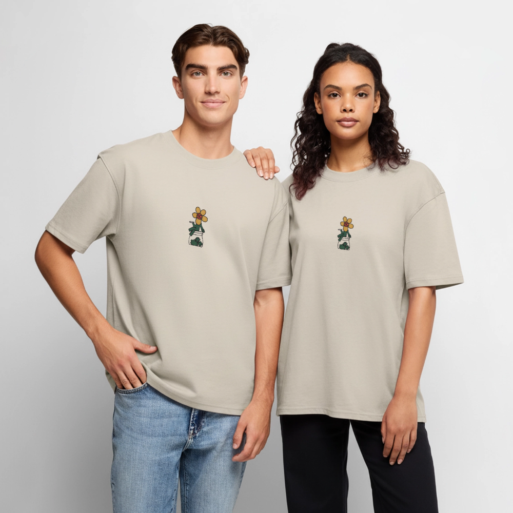 Flower Unisex Premium Oversized Bio T-Shirt - Beige