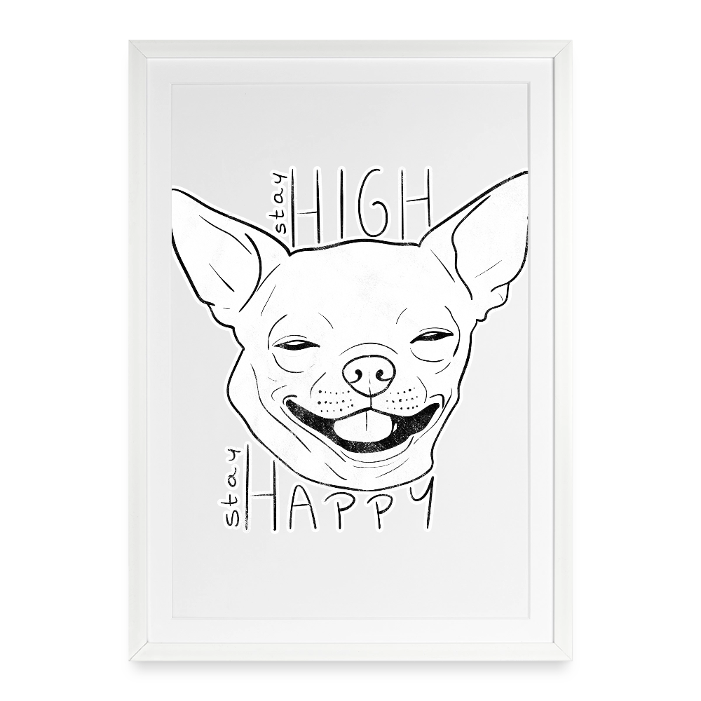 Stay High Gerahmtes Poster (49 × 69 cm) - Weiß