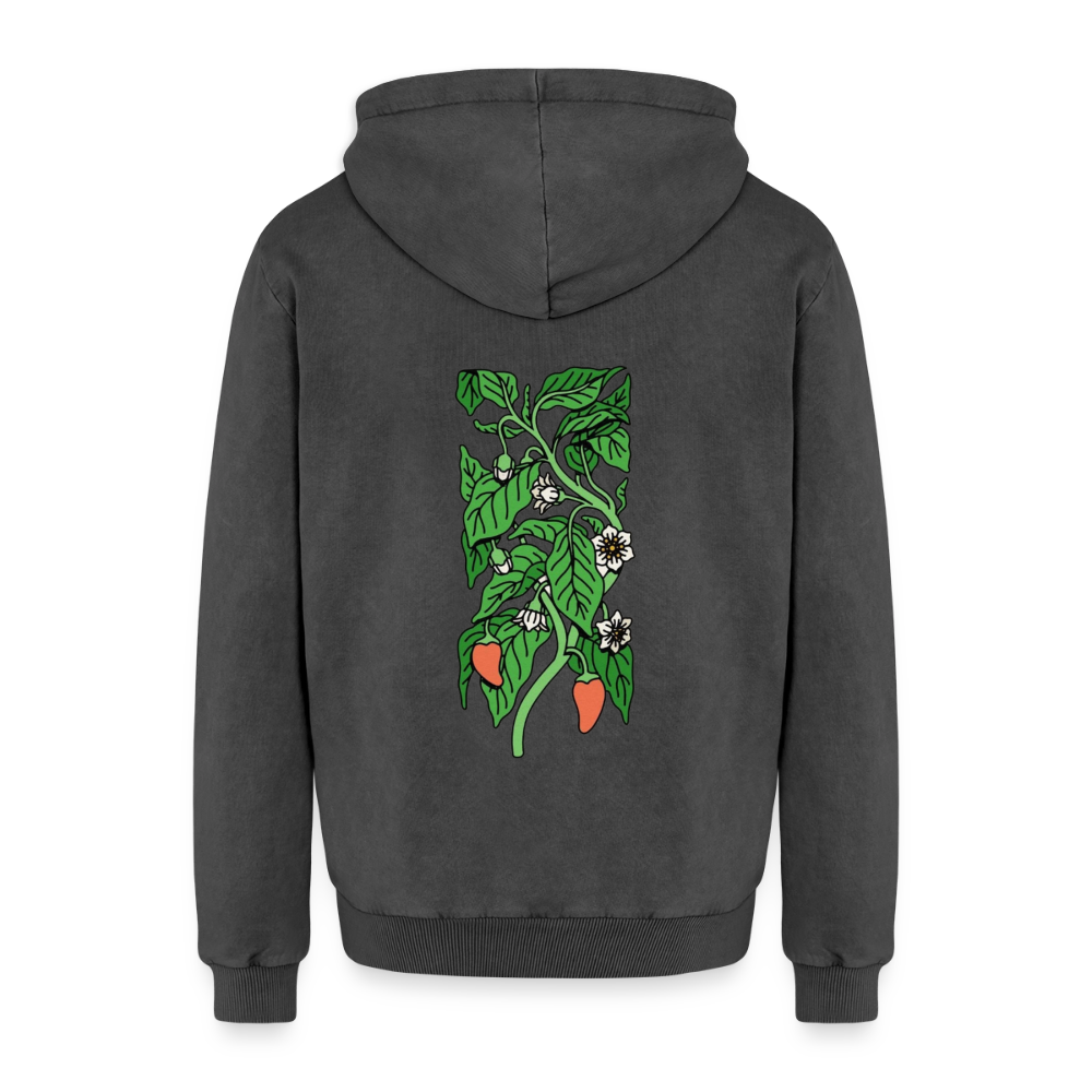 Sonnenblume Unisex Premium Acid-Washed Hoodie - Schwarz Acid Wash