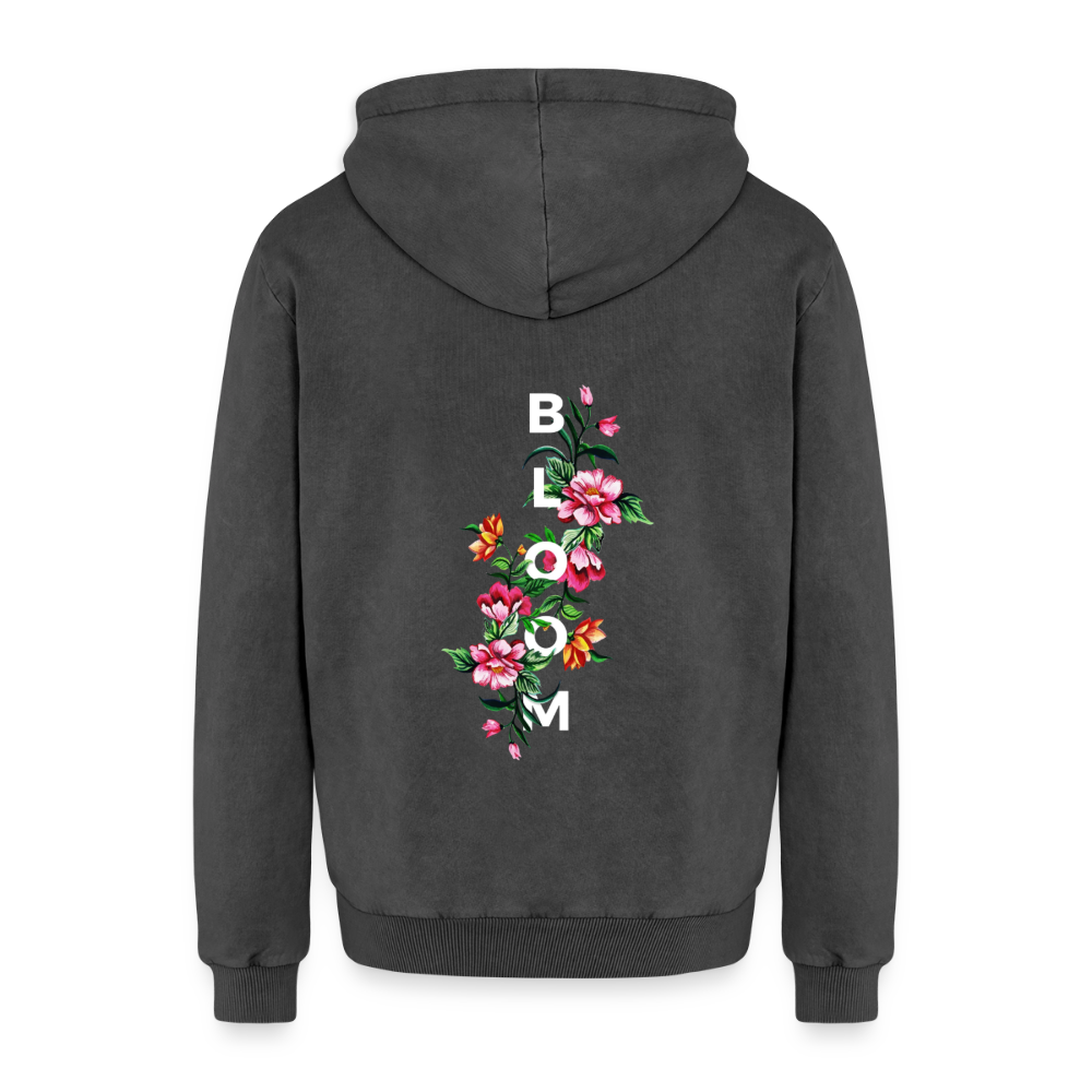 Relaxed Premium Hanf Unisex Acid-Washed Hoodie - Schwarz Acid Wash