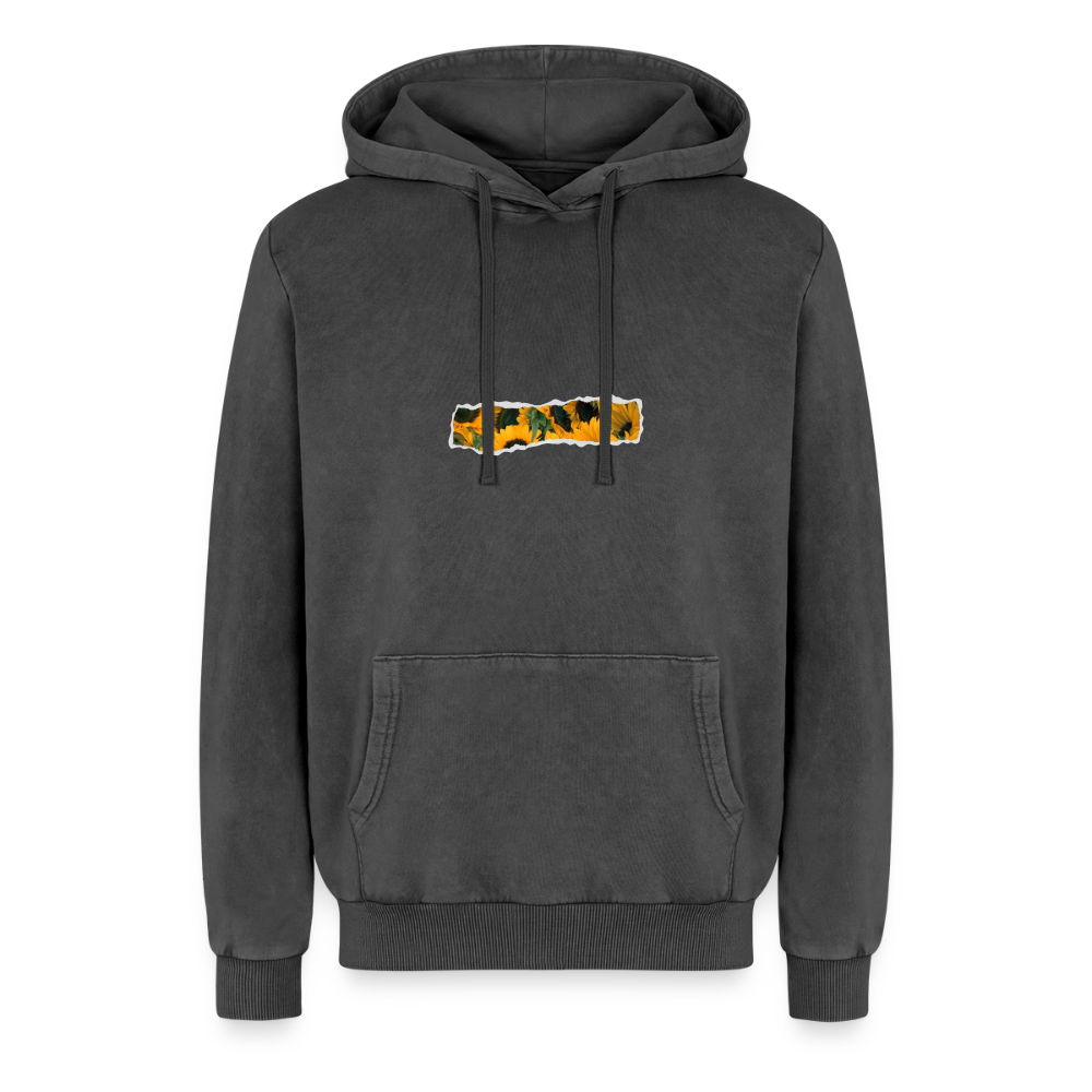 Sun Flower Relaxed Unisex Premium Acid-Washed Hoodie - Schwarz Acid Wash