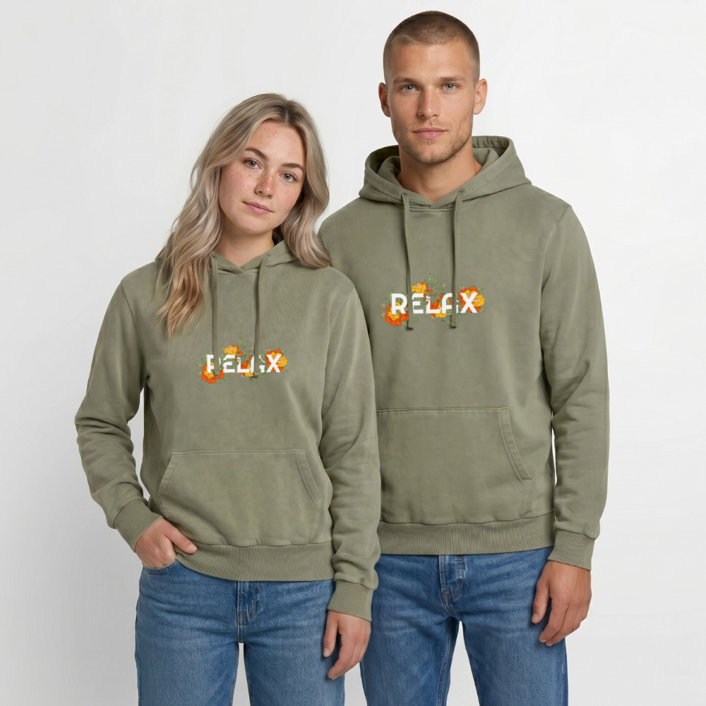 Relaxed Premium Hanf Unisex Acid-Washed Hoodie - Grün Acid Wash