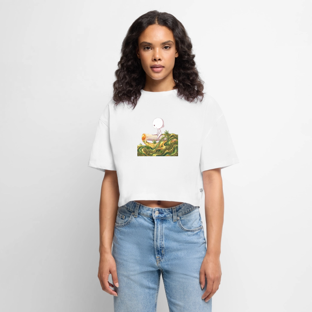 Chillin on a Joint Frauen Premium Oversized Bio Crop - Weiß