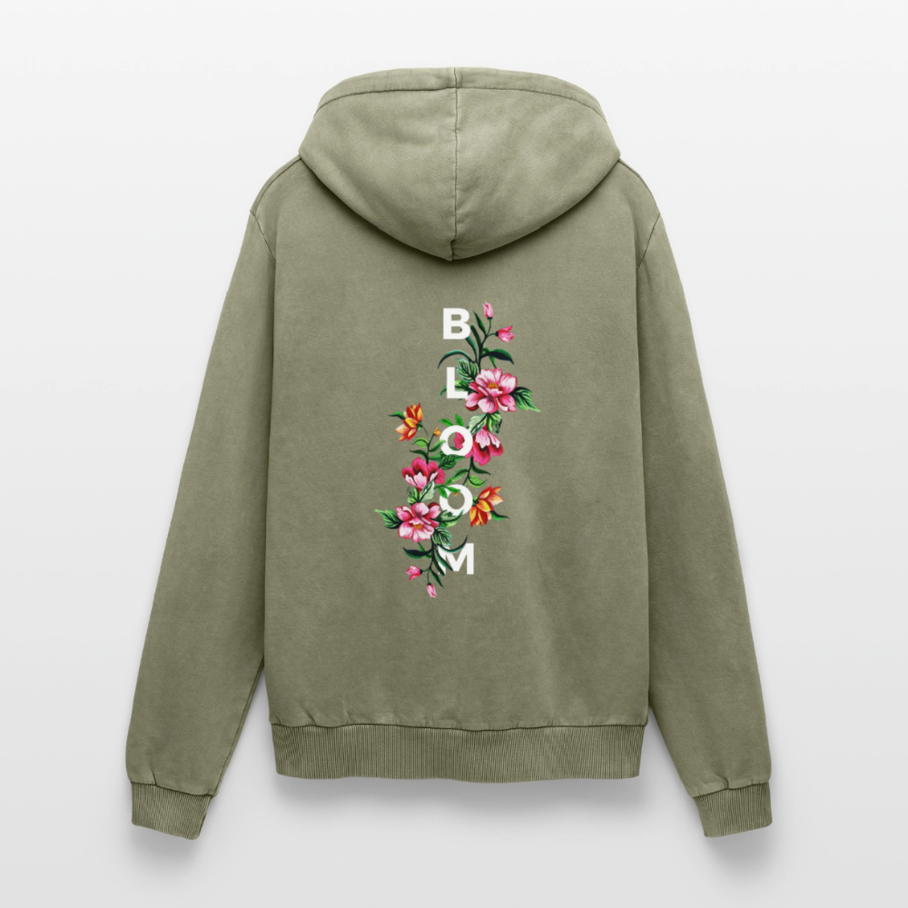 Relaxed Premium Hanf Unisex Acid-Washed Hoodie - Grün Acid Wash