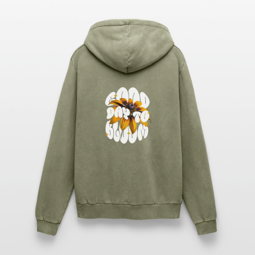 Sun Flower Relaxed Unisex Premium Acid-Washed Hoodie - Grün Acid Wash