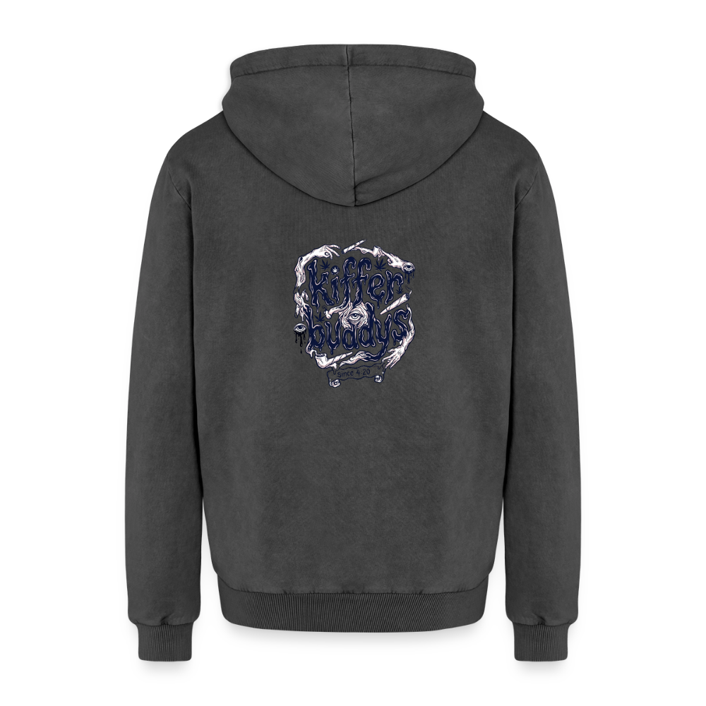 Der Fluch Relaxed Unisex Premium Bio Washed Hoodie - Schwarz Acid Wash