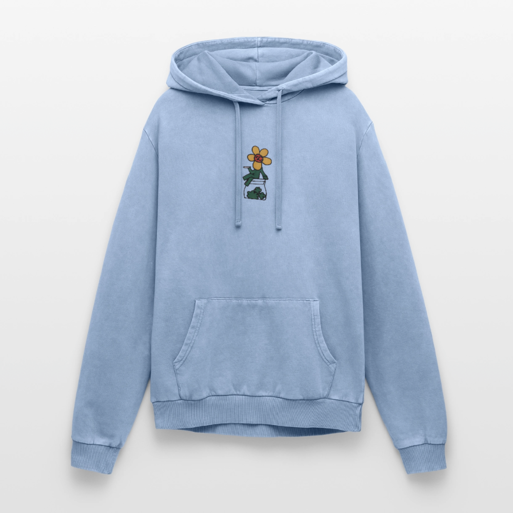 Smoke a blunt Relaxed Unisex PremiumBio Washed Hoodie - Blau Acid Wash