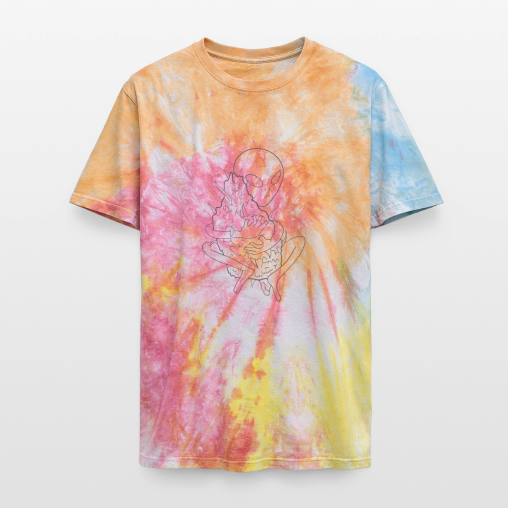Alien Unisex Premium Tie Dye T-Shirt - Regenbogen-Spirale