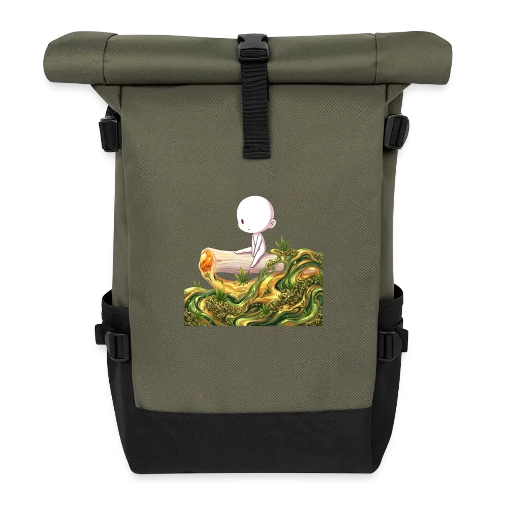 Chillin on a Joint Rolltop Rucksack - Olive/Schwarz