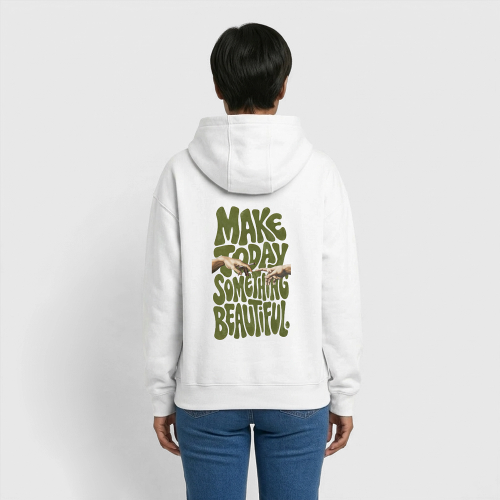 Make Something Oversized Heavyweight Unisex Hoodie - Weiß