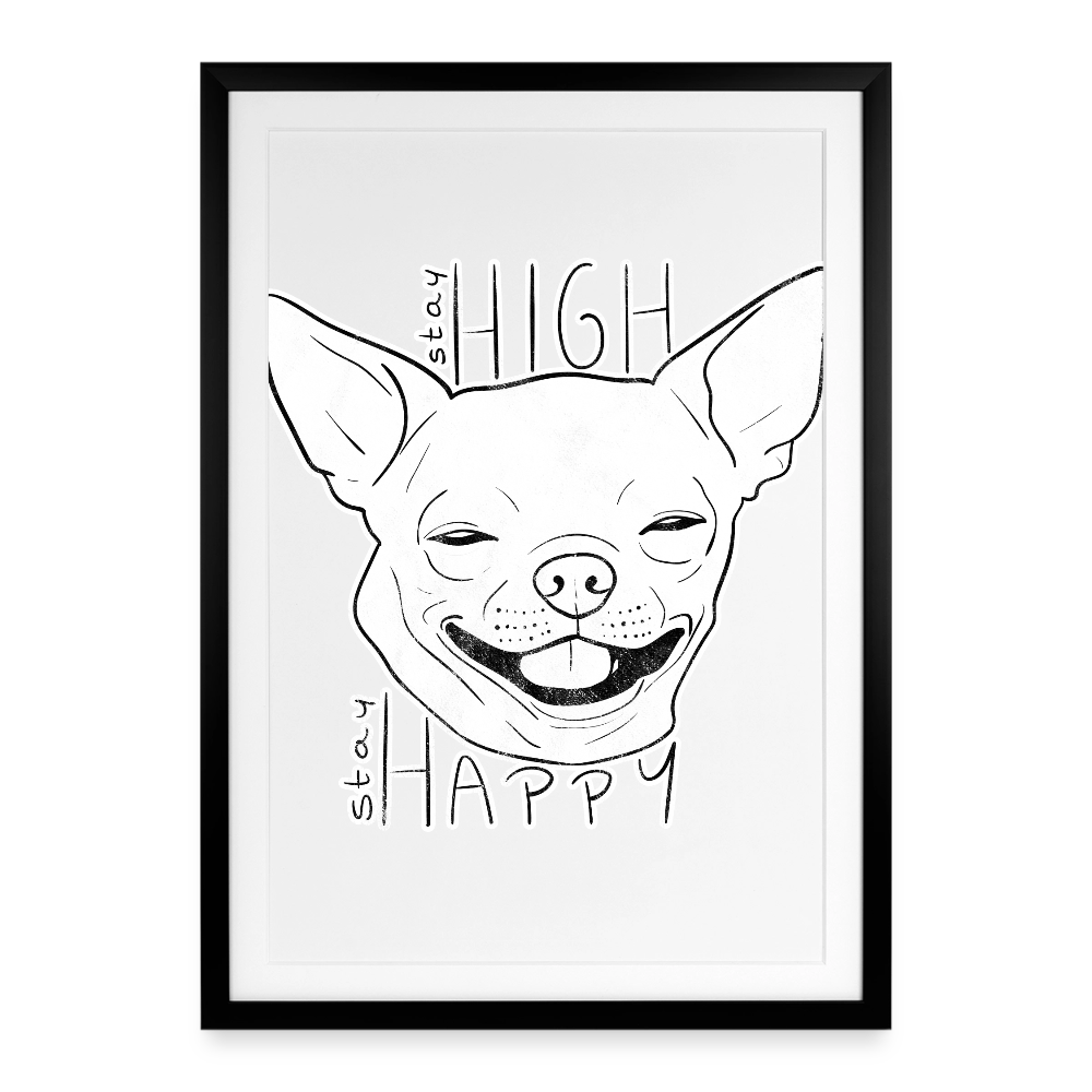 Stay High Gerahmtes Poster (49 × 69 cm) - Schwarz