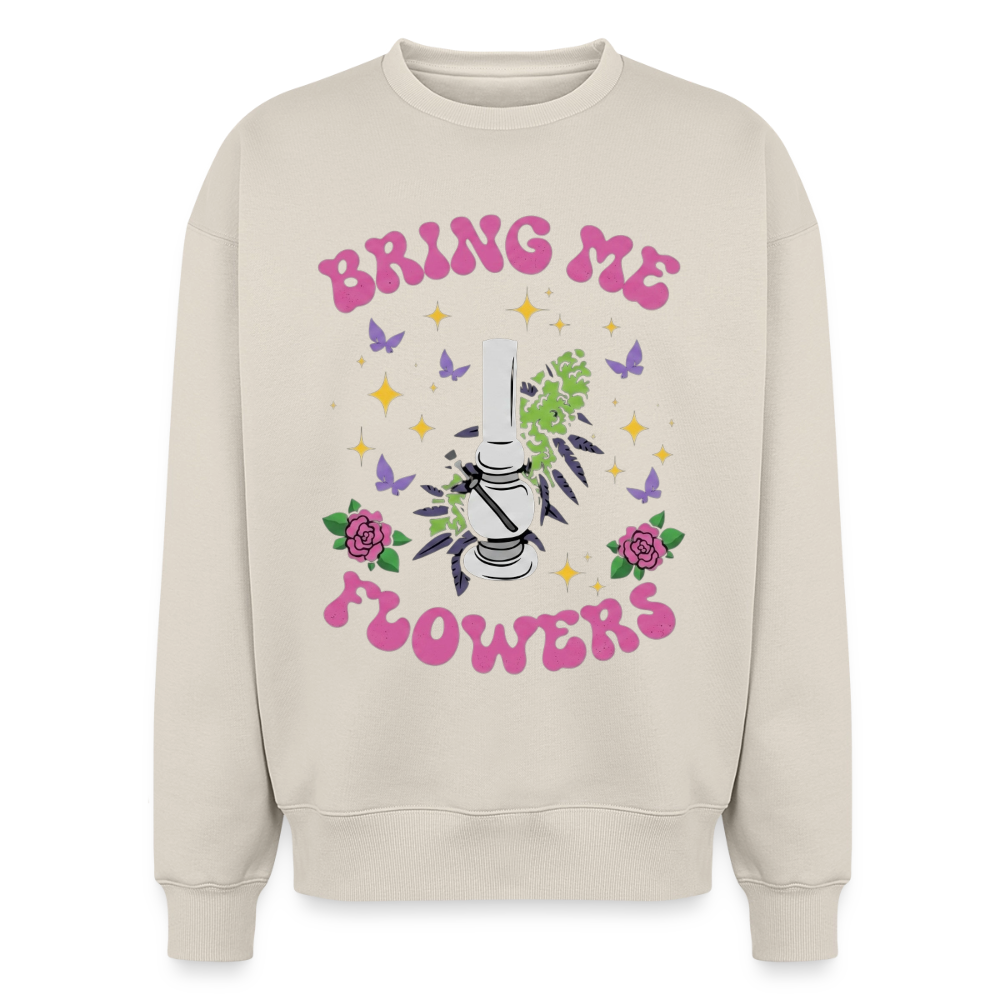 Bring me Flowers Oversized Unisex Sweatshirt - Beige