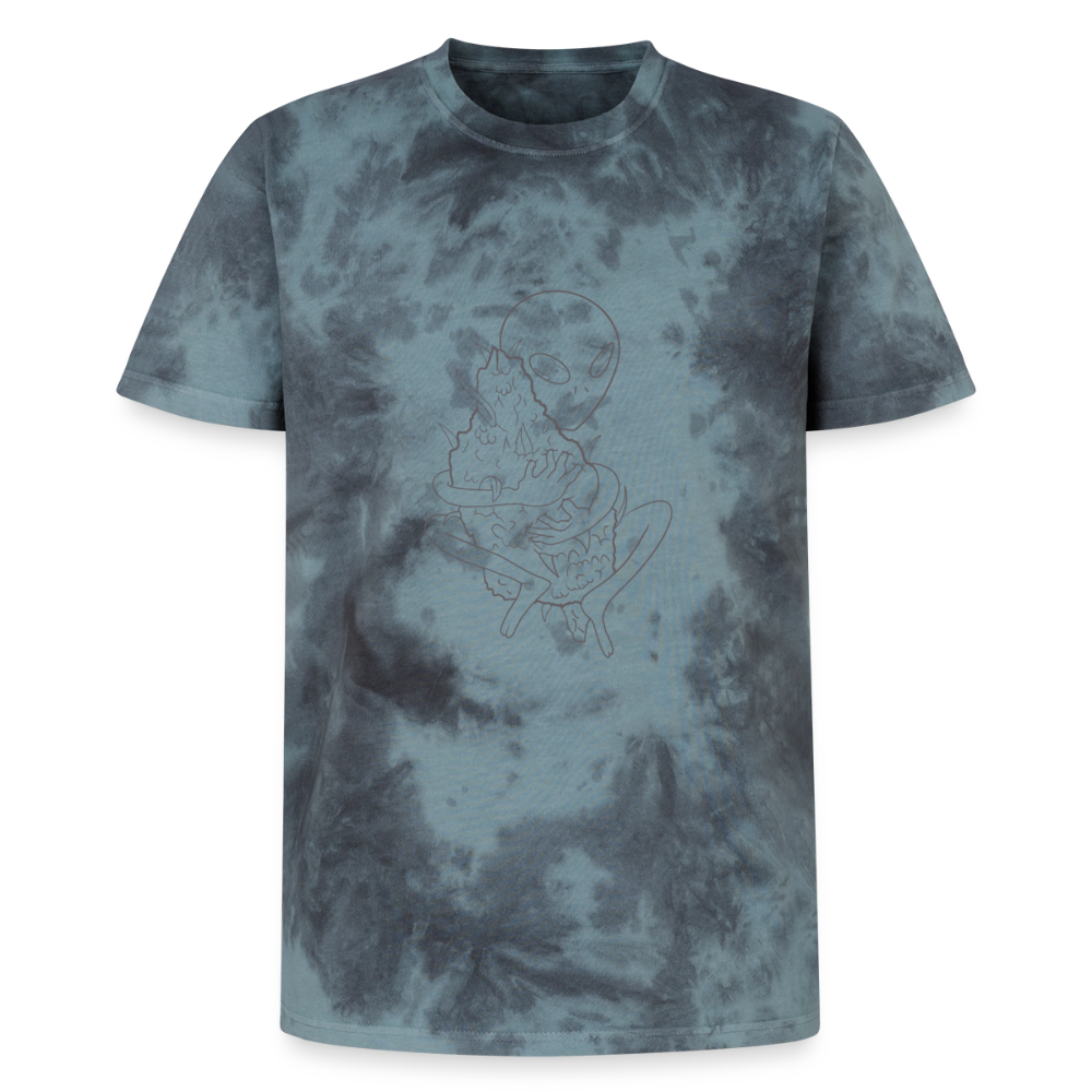 Alien Unisex Premium Tie Dye T-Shirt - Schwarz/Blau