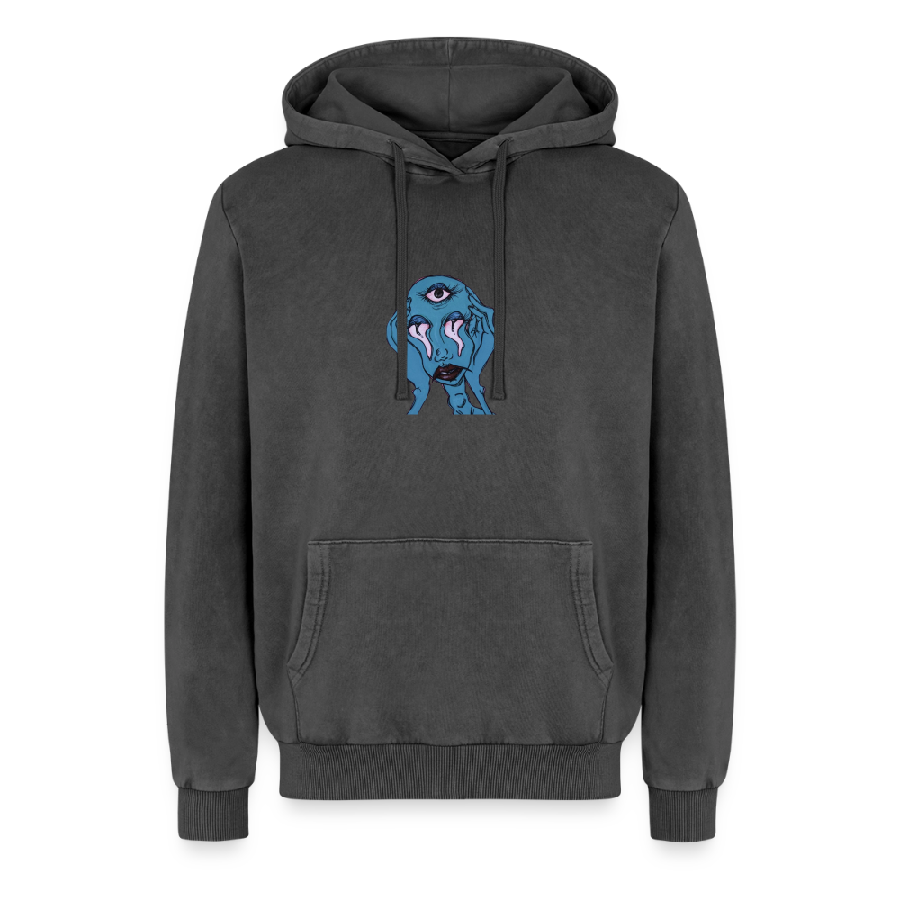 Der Fluch Relaxed Unisex Premium Bio Washed Hoodie - Schwarz Acid Wash