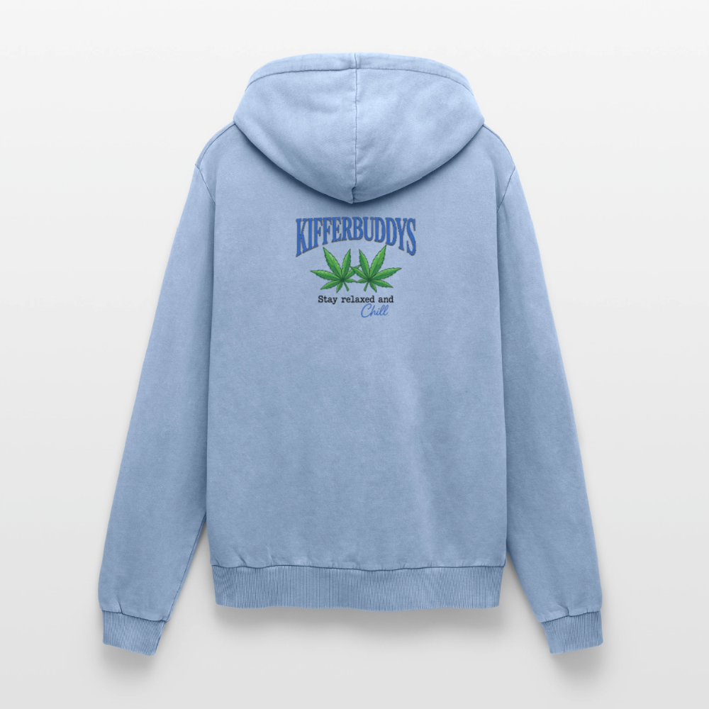 Smoke a blunt Relaxed Unisex PremiumBio Washed Hoodie - Blau Acid Wash