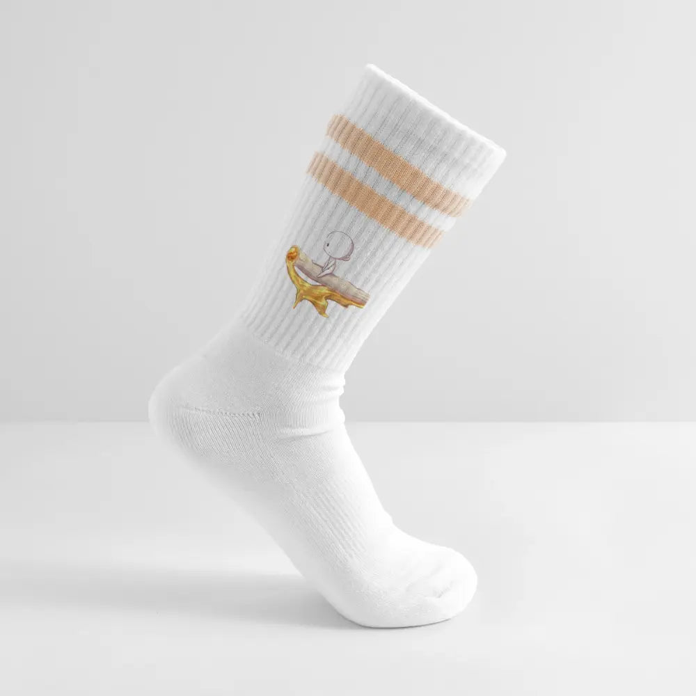 Chillin on a Joint Premium Kiffer Socken - Weiß/Pfirsich