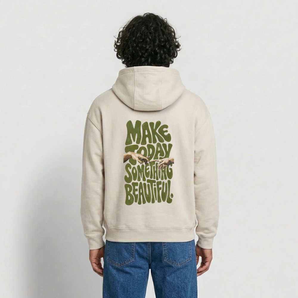Make Something Oversized Heavyweight Unisex Hoodie - Beige