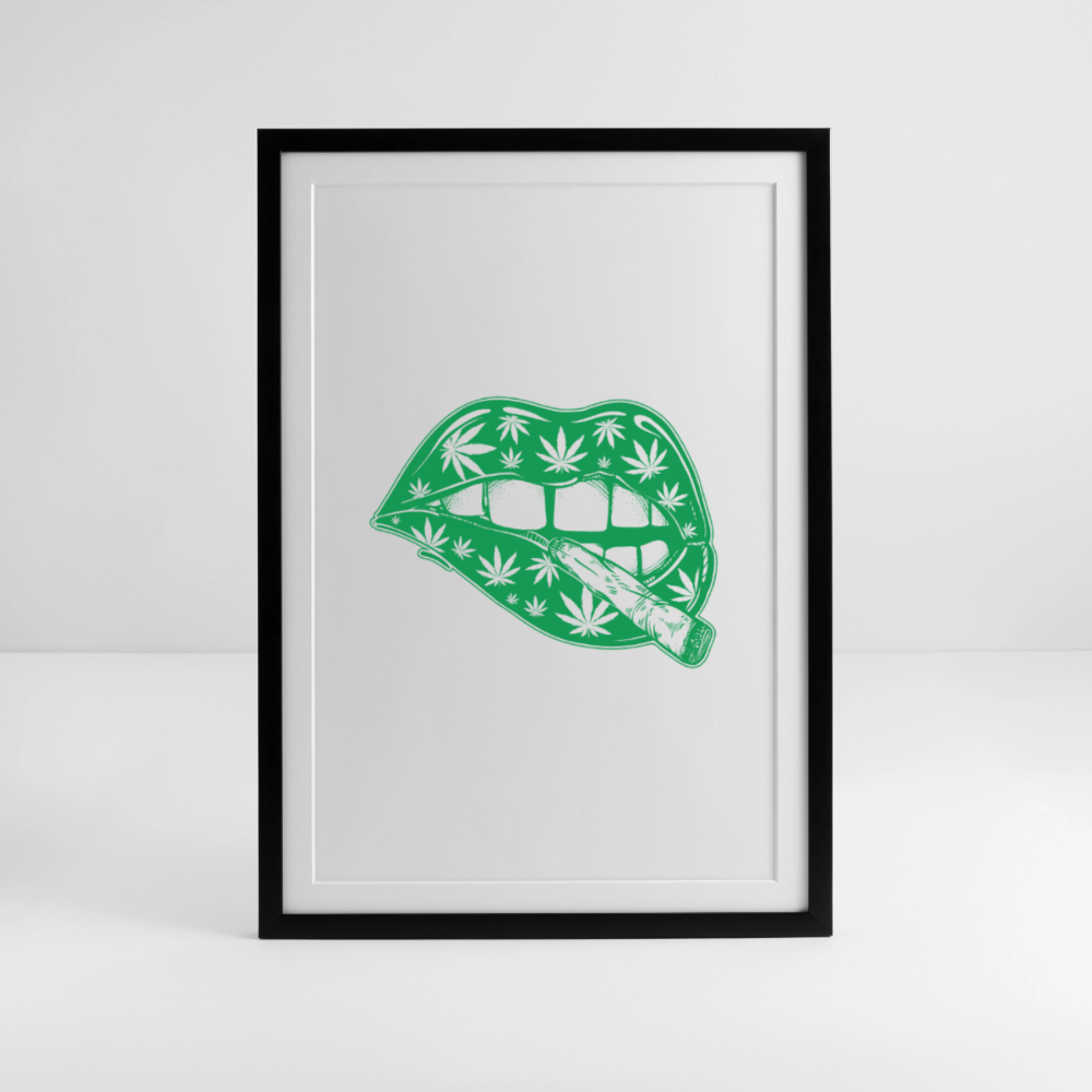 High Kiss Gerahmtes Poster (49 × 69 cm) - Schwarz