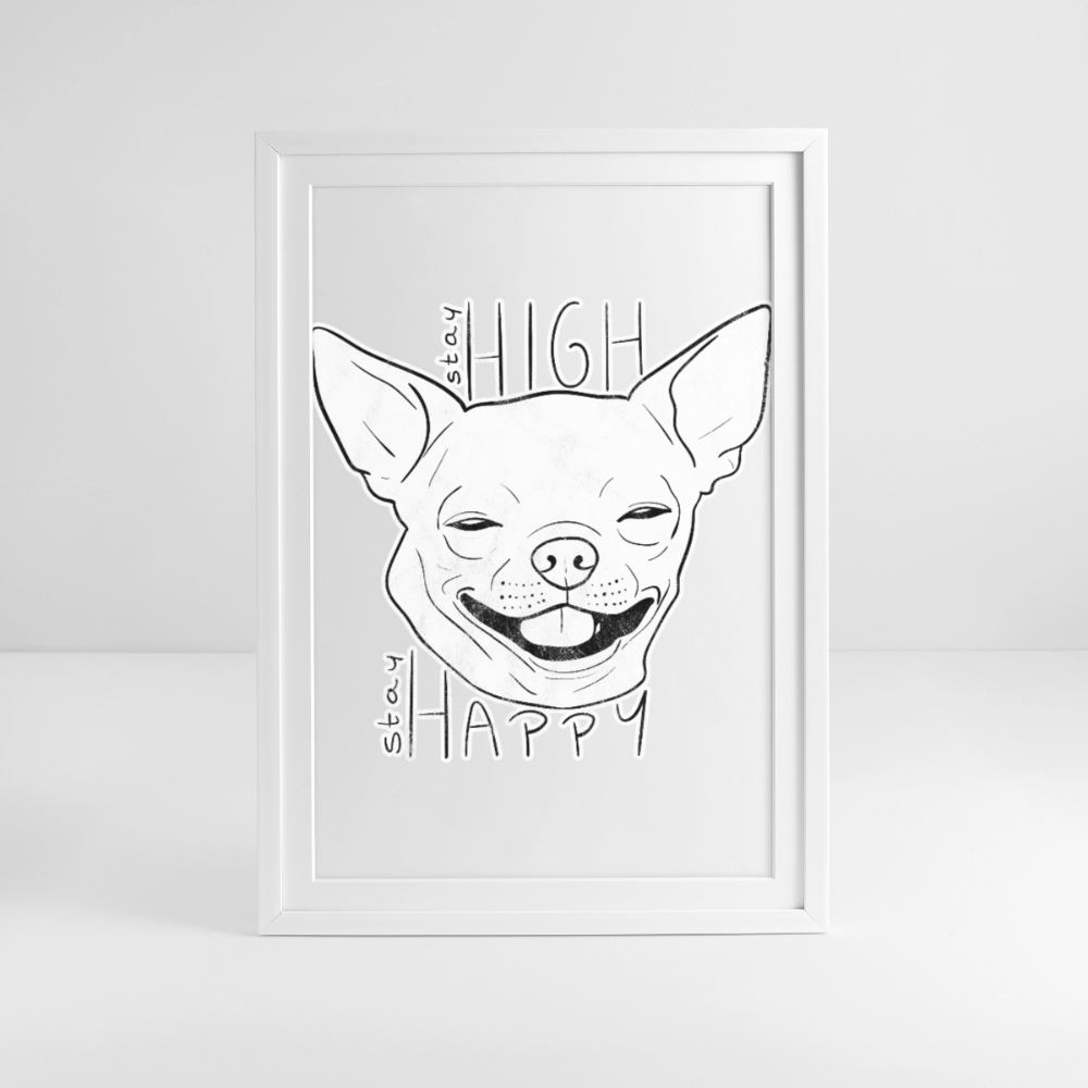 Stay High Gerahmtes Poster (49 × 69 cm) - Weiß