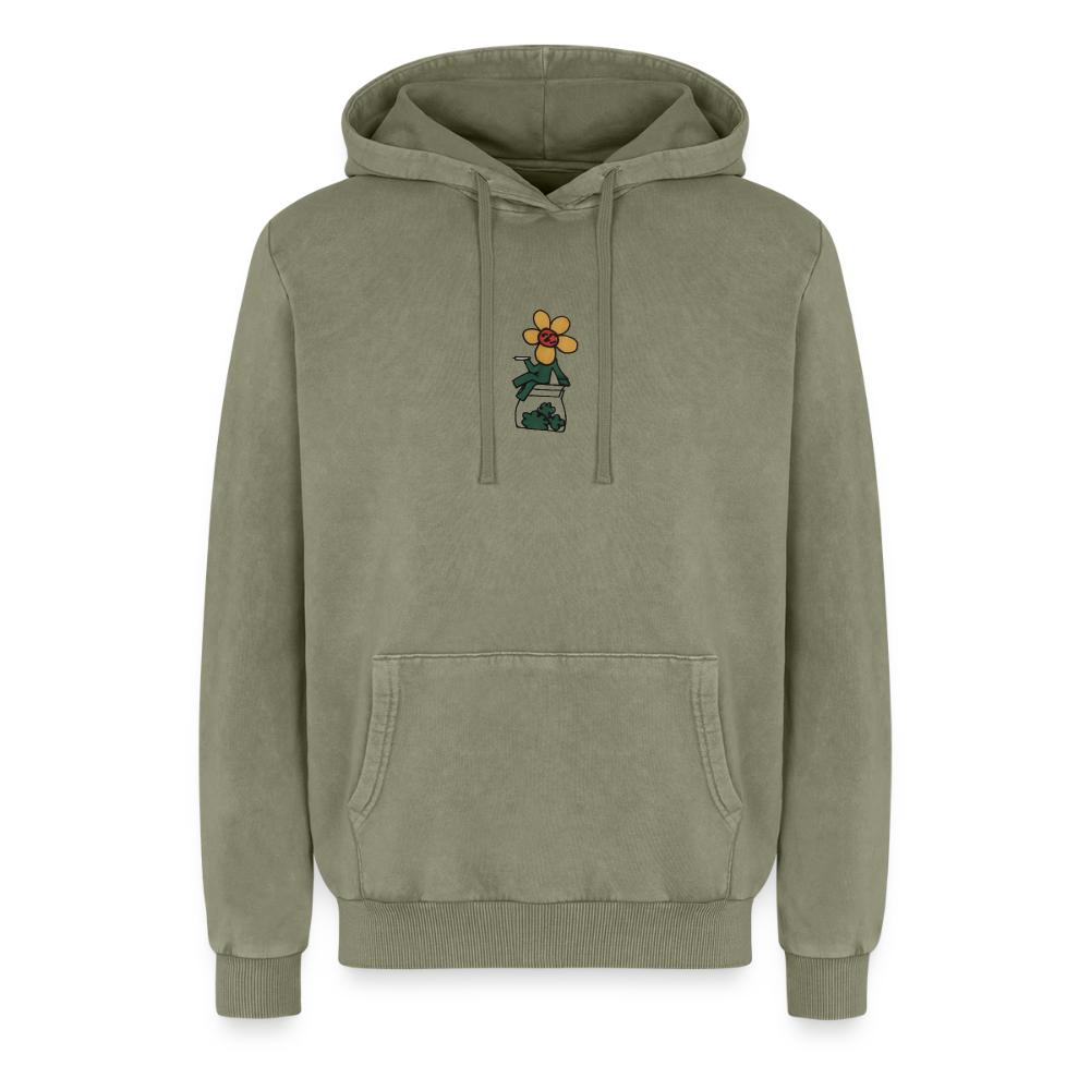 Smoke a blunt Relaxed Unisex PremiumBio Washed Hoodie - Grün Acid Wash